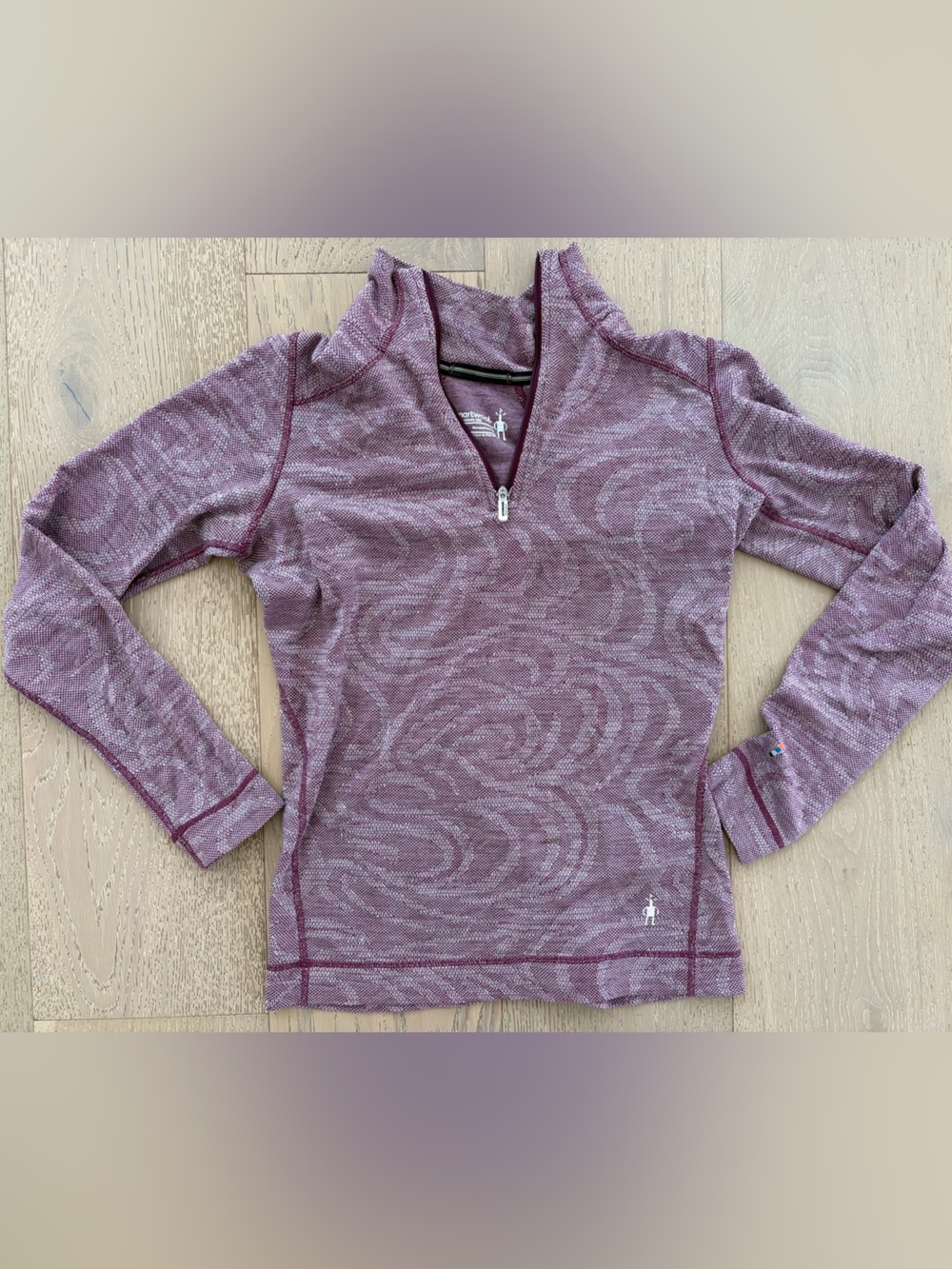 Smartwool Mauve Swirl Quarter-Zip Pullover Merino Wool 250